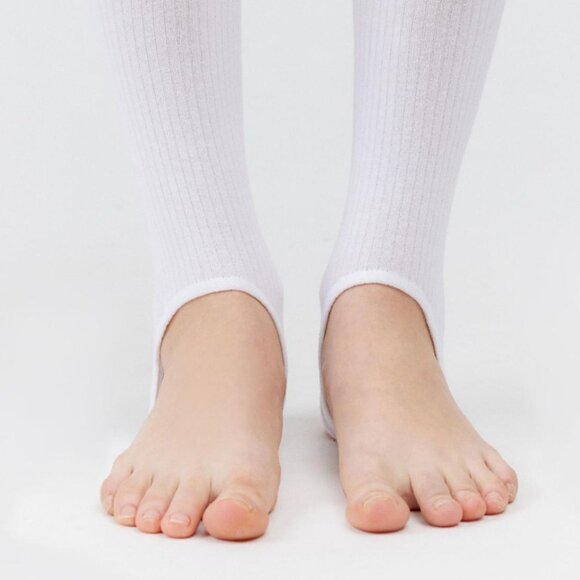 NWT Urban Outfitters Ribbed Lace-Up White Stirrup Leg Warmers - Picture 4 of 6